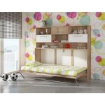 Bim furniture - lit escamotable roger 90x200cm horizontal + �tag�re ch�ne sonoma / blanc