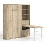 Les tendances - lit escamotable vertical 140x190 avec armoire et bureau kampo - coffrage cambrian - faade ...