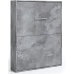 Lit escamotable vertical 140x190 gris ciment banila