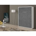 Lit escamotable vertical 140x190 kola - coffrage blanc - fa�ade ch�ne gris