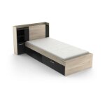 Calicosy - lit enfant life - 90x190 / 200 - rangements - d�cor chene et noir - demeyere - fabriqu� en ...