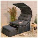 Jardideco - lit extérieur pour jardin en résine tressée gris siesta Jardideco - lit extérieur pour jardin en résine tressée gris siesta