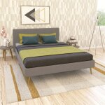 Le quai des affaires - lit fjord 140x190 tissu + 1 sommier / gris clair / 205x147x88
