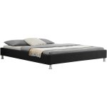 Idimex - lit futon double nizza, 180 x 200 cm, avec sommier, rev�tement en tissu noir