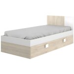 Lit gigogne 2 x 90 x 190 cm - coloris : naturel et blanc - sonia
