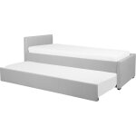 Lit gigogne 80 x 200 cm en tissu polyester gris clair pour salon ou chambre d'enfant s'adapte  tout ...