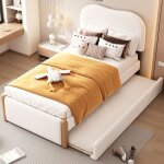Lit gigogne 90x200 cm, design gigogne gigogne, en velours de haute qualit� + mdf, sommier � lattes, design ...