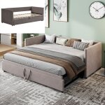 Dans les nuages - lit gigogne capitonn, 90x200 cm / 180x200 cm, avec canap - lit extensible, sommier ...
