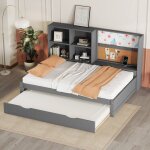 Lit gigogne lit enfant 90 x 200 cm avec port de chargement usb, planche � dessin, multiples rangements, ...