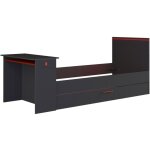 Vente - unique - lit gigogne gamer 2 x 90 x 200 cm - avec bureau - leds - anthracite et rouge - vouani ...