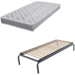 Ebac literie - lit métal + matelas morgan - 80x190 - mousse - 20 lattes bois - gain de place Ebac literie - lit métal + matelas morgan - 80x190 - mousse - 20 lattes bois - gain de place