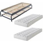 Ebac literie - lit gigogne mtal + matelas 80x190 - 20 lattes bois - gain de place - made in france