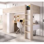 Lit haut avec bureau et armoire biniki