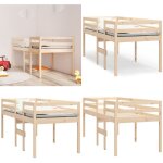 Vidaxl - lit haut sans matelas 80x200 cm bois de pin massif - lit mezzanine - lit surlev - lit enfant ...