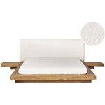 Lit japonais t�te de lit boucl� avec 2 tables de nuit 160 x 200 cm bois de fr�ne naturel zen