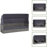 Lit de jardin avec auvent gris 205x62 cm r�sine tress�e - chaise longue - transats - mobilier de jardin ...