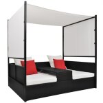 Vidaxl - lit de jardin avec auvent noir 190x130 cm résine tressée Vidaxl - lit de jardin avec auvent noir 190x130 cm résine tressée