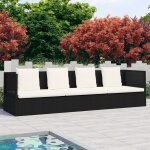 Vidaxl - lit de jardin avec coussin et oreillers résine tressée noir Vidaxl - lit de jardin avec coussin et oreillers résine tressée noir