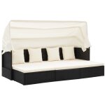 Vidaxl - lit de jardin avec toit noir résine tressée Vidaxl - lit de jardin avec toit noir résine tressée