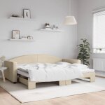 Lit de jour avec lit gigogne lit adulte canap� confortable cr�me 90x200 cm tissu vidaxl