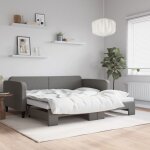 Lit de jour avec lit gigogne lit adulte canap� confortable gris fonc� 100x200 cm tissu vidaxl