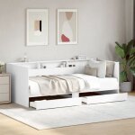 Lit de jour avec tiroirs blanc 100x200 cm bois d'ingnierie vidaxl