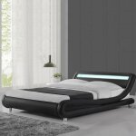 Meubler design - lit led design julio - noir - 140x190, structure en bois - simili cuir rev�tu en polyur�thane ...