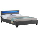 Idimex - lit led double pinot 140x190 cm, avec sommier, rev�tement synth�tique gris