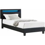 Idimex - lit led simple evan 90x190 cm, avec sommier, revêtement en synthétique noir Idimex - lit led simple evan 90x190 cm, avec sommier, revêtement en synthétique noir