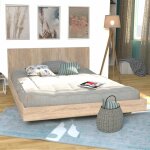 Le quai des affaires - lit loft 160x200 + 1 sommier + tête de lit / décor chêne blanchi / 202x164x75cm ... Le quai des affaires - lit loft 160x200 + 1 sommier + tête de lit / décor chêne blanchi / 202x164x75cm ...