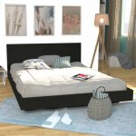 Le quai des affaires - lit loft 160x200 + 1 sommier + tte de lit / noir / 202x164x75cm