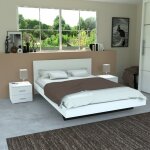 Le quai des affaires - lit loft 160x200 + 2 chevets + sommier + t�te de lit / blanc / 202x164x75 cm