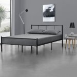 [en. casa] - lit double laos m�tal avec sommier � lattes 140 x 200 cm noir