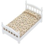 Lit de maison de poup�e en bois 1:12 avec matelas et oreiller, ensemble de mobilier miniature pour chambre ...