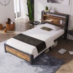Lit adulte 90x200 cm, lit simple avec tête de lit coffre et sommier à lattes en métal, pour enfant, ados ... Lit adulte 90x200 cm, lit simple avec tête de lit coffre et sommier à lattes en métal, pour enfant, ados ...