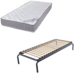 Ebac literie - lit mtal + matelas wave - 90x190 - mousse - 20 lattes bois - gain de place