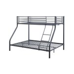 Meublorama - lit superpos mtal sammy ? 90x200 & 140x200 cm ? gris fonc ? sommier inclus