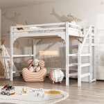 Fortuna lai - lit mezzanine 140x200cm, lit d'enfant avec sommier  lattes, escalier avec armoire de rangement, ...