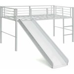 Costway lit mezzanine 198 x 96 cm en m�tal avec 4 garde - corps de s�curit�, echelle � 2 marches et toboggan ...