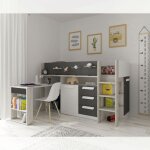 Veriaffari. it - lit mezzanine 6020 blanc anthracite avec bureau gigogne Veriaffari. it - lit mezzanine 6020 blanc anthracite avec bureau gigogne