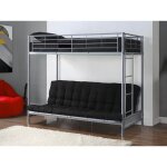 Vente - unique - lit mezzanine 90 x 190 cm - avec banquette convertible - mtal - argent + futon noir ...