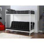 Vente - unique - lit mezzanine 90 x 190 cm - avec banquette convertible - mtal - blanc + futon noir ...