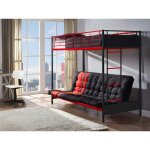 Vente - unique - lit mezzanine 90 x 190 cm - avec banquette convertible - mtal - noir et rouge + futon ...
