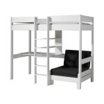 Les tendances - lit surlev 90x200 cm avec fauteuil et bureau blanc - pino