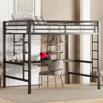 Lit mezzanine avec bureau, lit mezzanine ados 140x200 cm avec rangements, lit mezzanine adulte, cadre ...