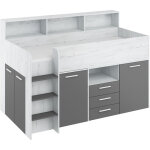 Bim furniture - bureau lit superpos� biblioth�que pour enfants neo l cm206x120x138h blanc graphite brut ...
