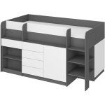 Bim furniture - commode de lit mobile avec bureau smile p 204x 112x112cm ct droit graphite blanc