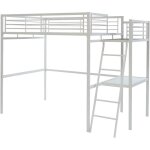 Vente - unique - lit mezzanine casual ii - 140 x 190 cm - plateforme bureau - blanc