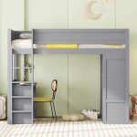Lit mezzanine enfant 90x200cm - avec équipé d'armoire, en bois de pin, lit superposé, lit enfant avec ... Lit mezzanine enfant 90x200cm - avec équipé d'armoire, en bois de pin, lit superposé, lit enfant avec ...