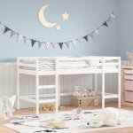 Lit mezzanine enfants échelle blanc 80x200 cm bois pin massif Lit mezzanine enfants échelle blanc 80x200 cm bois pin massif